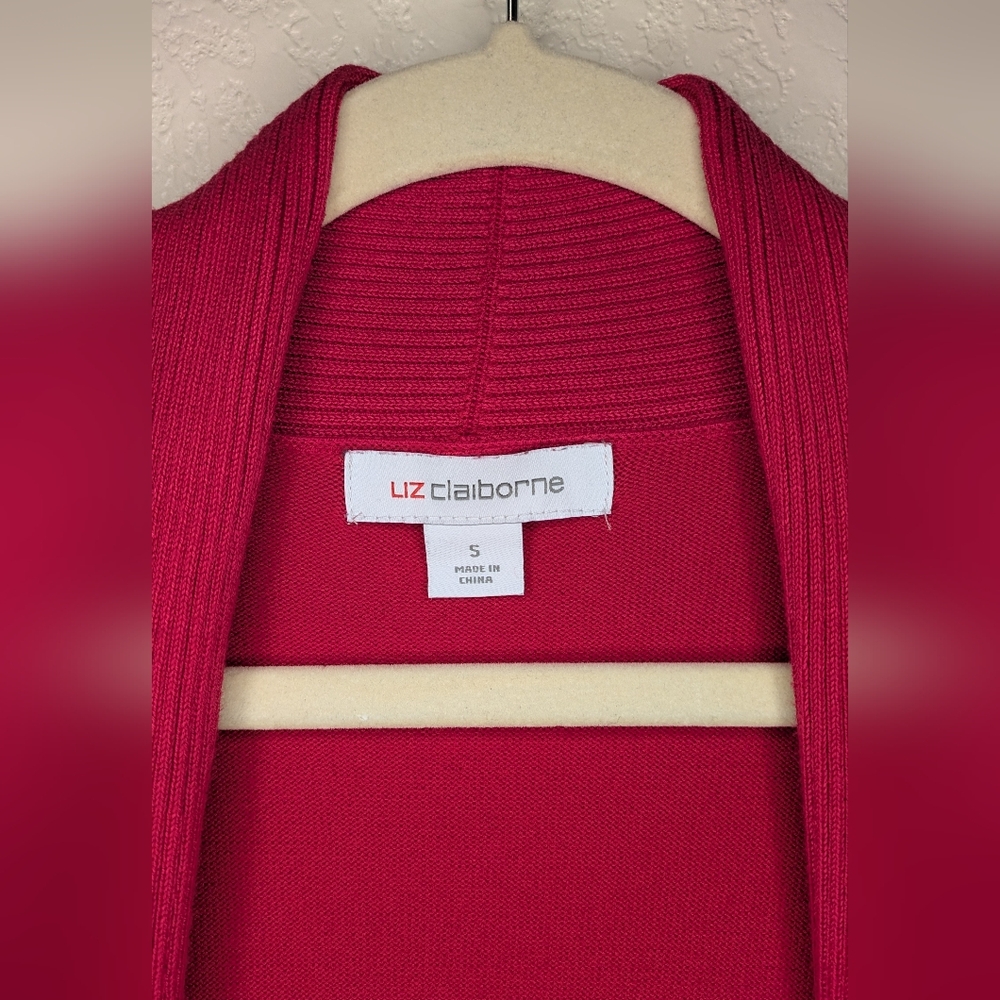 Liz Claiborne Vibrant Red Open Cardigan - Picture 4 of 7